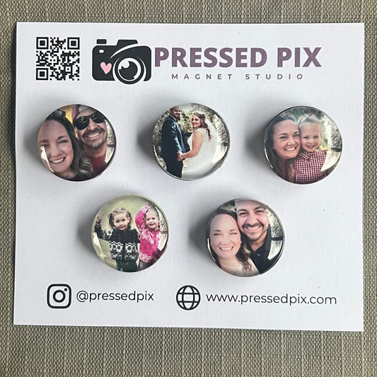 1” Glass Custom Photo Magnet Set (5)