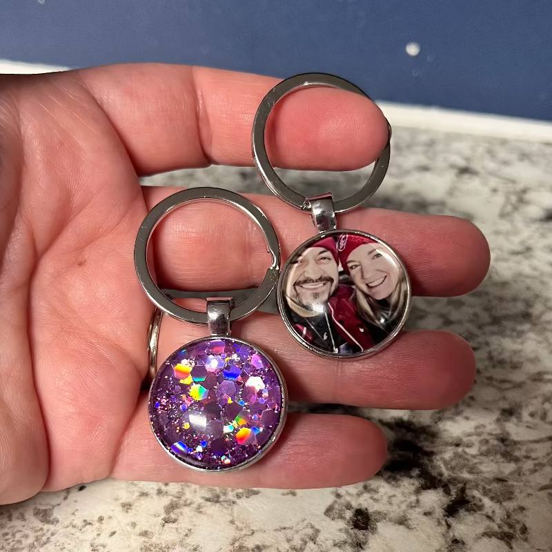 Connected Heart Photo Keychains
