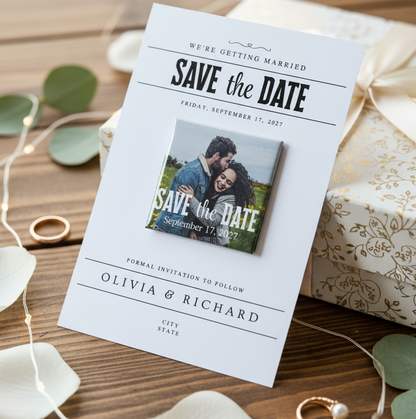 Matching Save the Date Cards for Custom Magnets