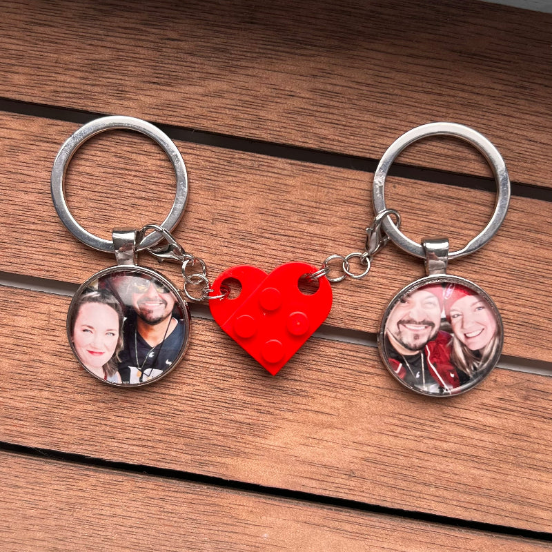 Connected Heart Photo Keychains