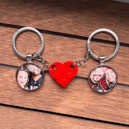 Connected Heart Photo Keychains