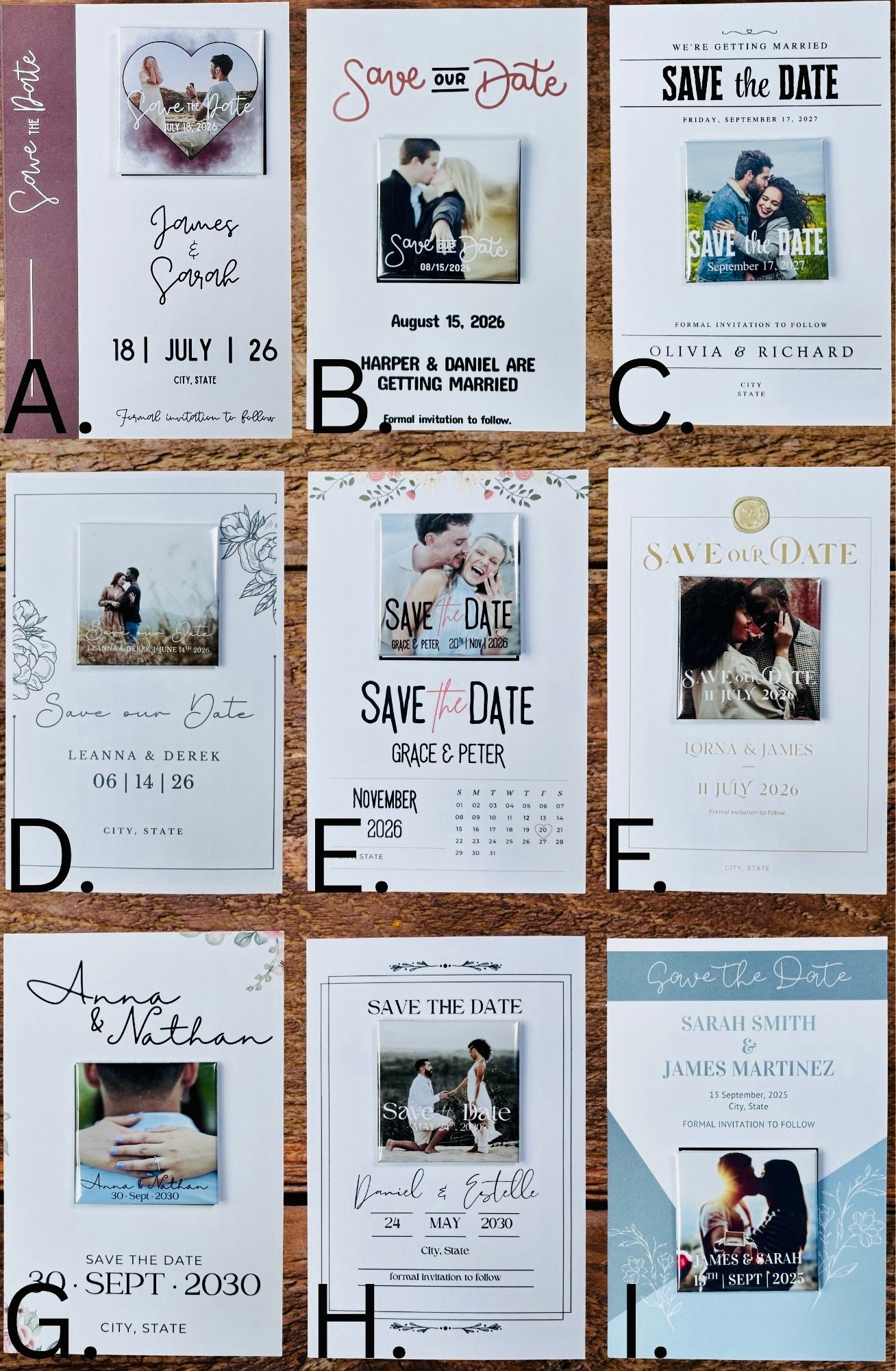 Matching Save the Date Cards for Custom Magnets