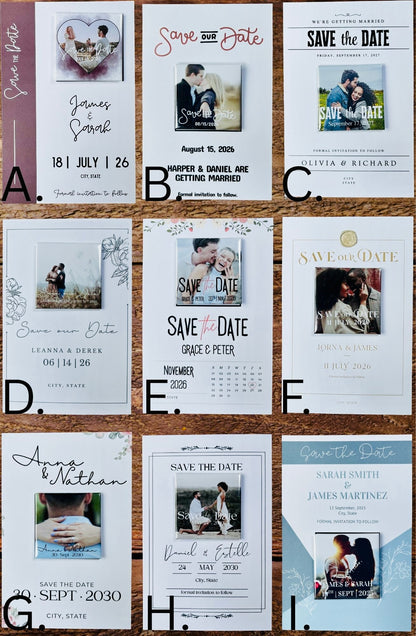Matching Save the Date Cards for Custom Magnets