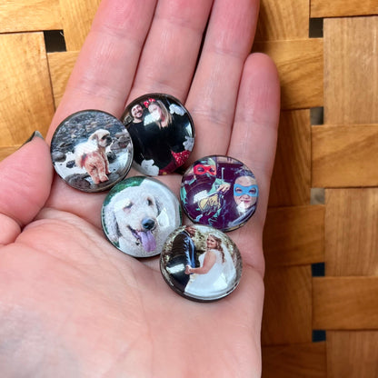1” Glass Custom Photo Magnet Set (5)
