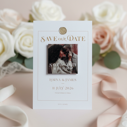 Matching Save the Date Cards for Custom Magnets