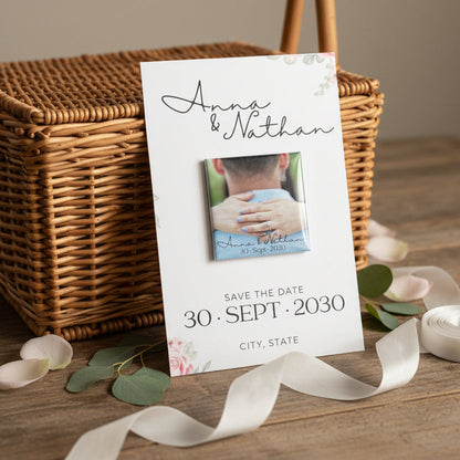 Matching Save the Date Cards for Custom Magnets