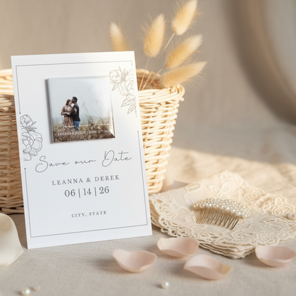 Matching Save the Date Cards for Custom Magnets