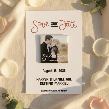 Matching Save the Date Cards for Custom Magnets