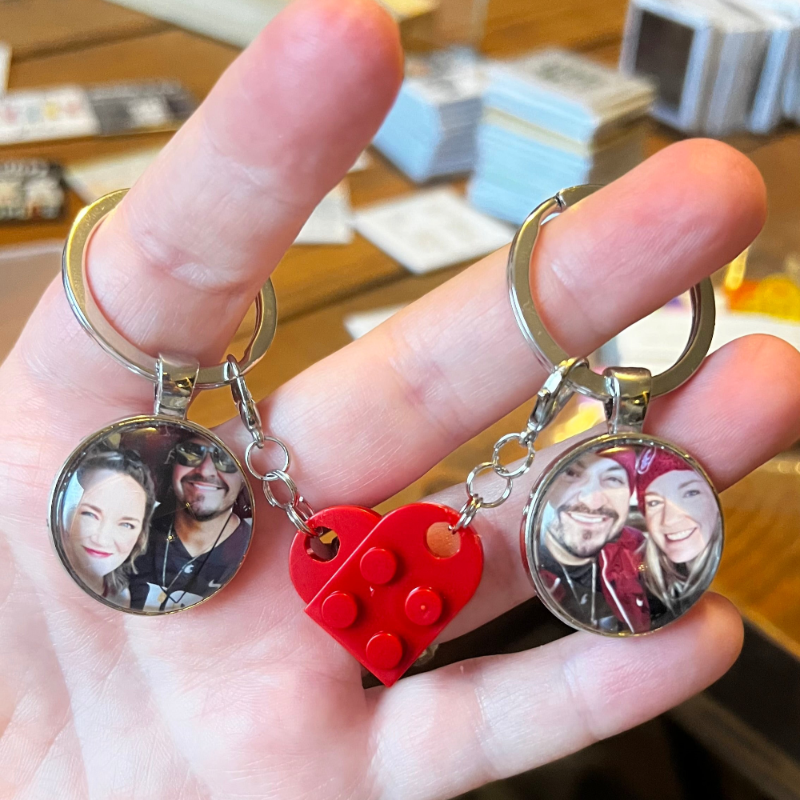 Connected Heart Photo Keychains