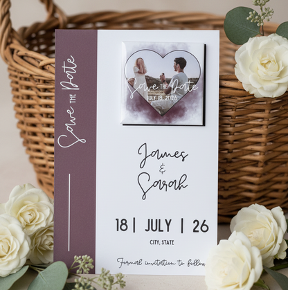 Matching Save the Date Cards for Custom Magnets