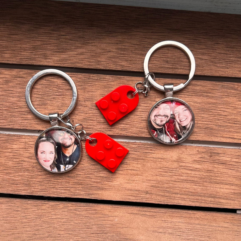 Connected Heart Photo Keychains