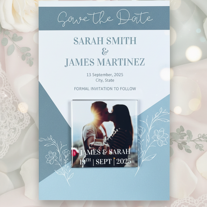 Matching Save the Date Cards for Custom Magnets