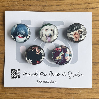 1” Glass Custom Photo Magnet Set (5)